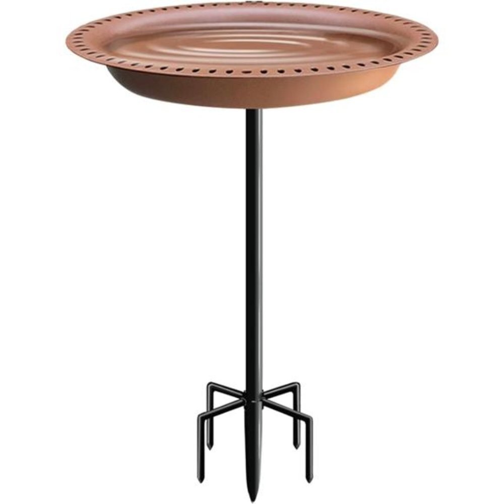 Upgraded 5-Prong Base Bird Bath with Metal Stake, Detachable Decoration Bowl Spa